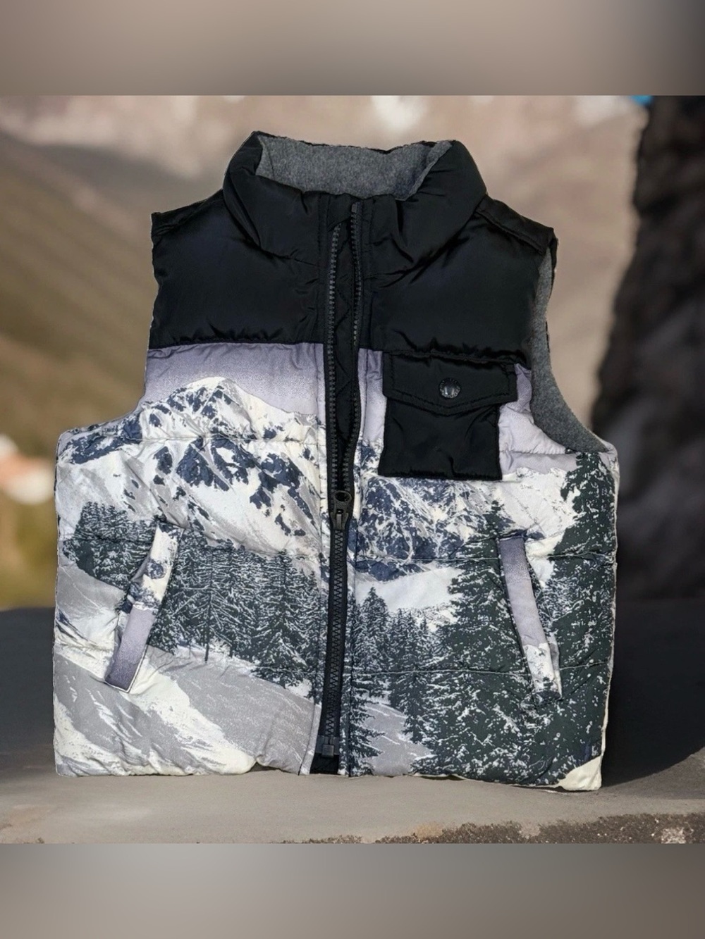 Baby Gap Toddler Puffer Vest Sz 3Yrs Mountain
Scape Design Logo Button Pockets